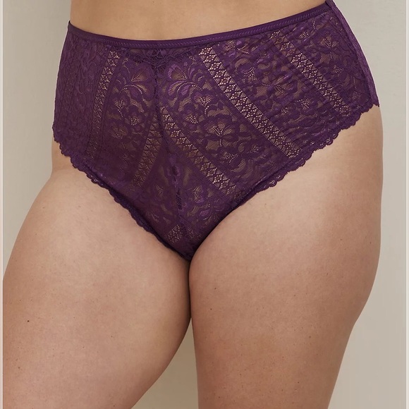 NEW TORRID 5X High Waist Lace Keyhole Tanga Panty Purple NWT - Picture 4 of 8